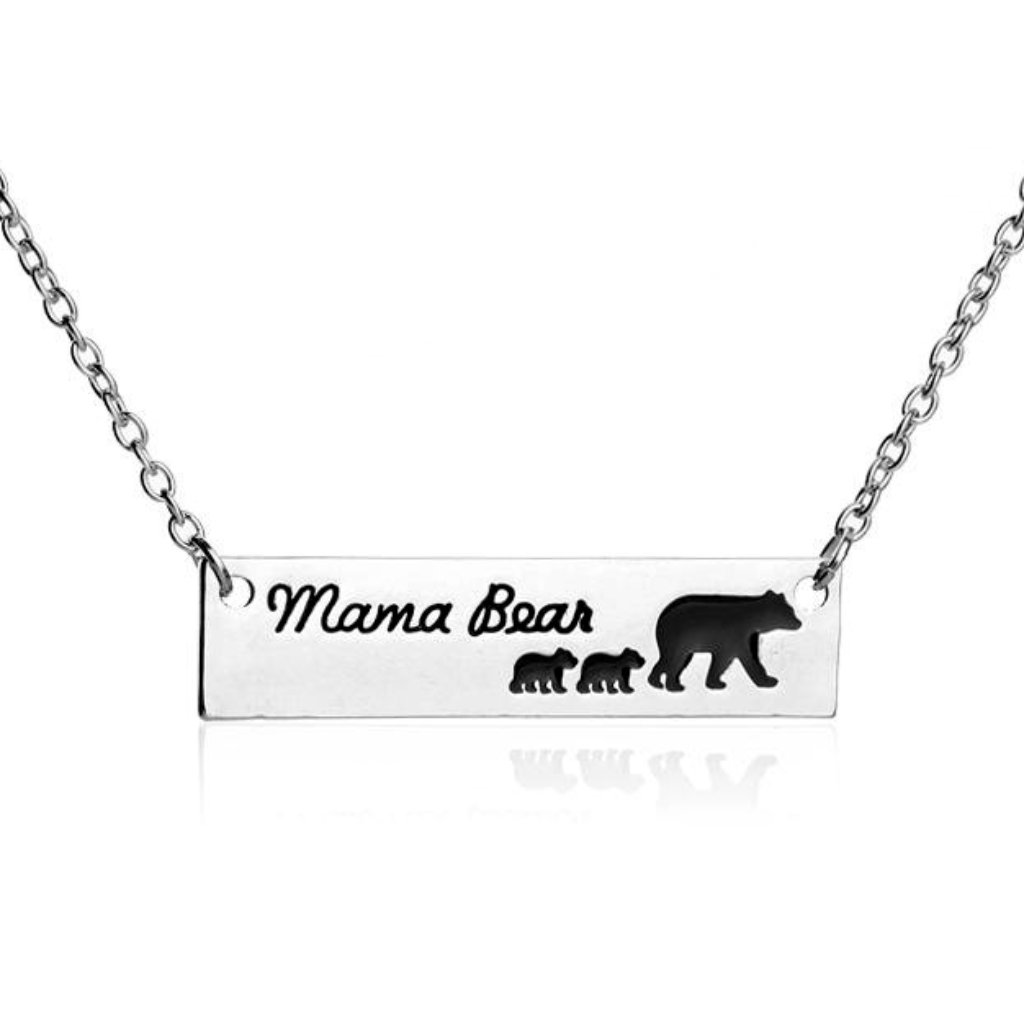 Silhouette Mama Bear & 2 Baby Bear Necklace